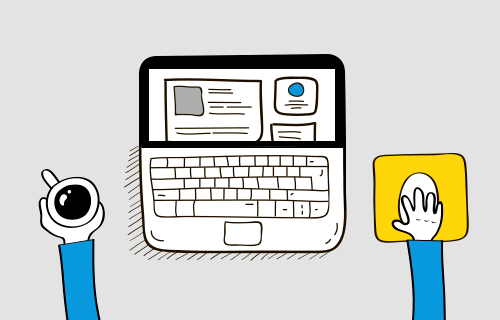 Illustration of a developer building web projects at a two-monitor desk setup